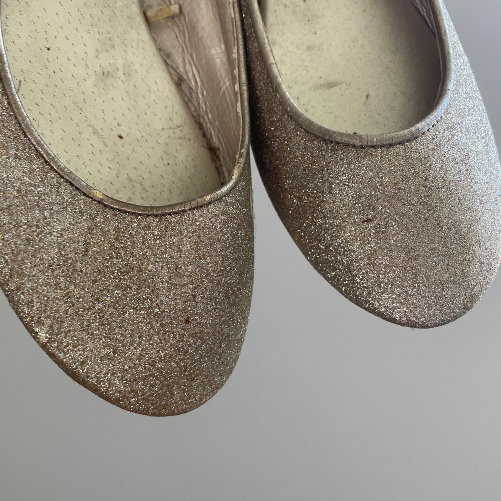 Gold Glitter Ballet Flats Womens Size 7 Sparkly Minimalist New York & Co Y2K 90s - Picture 5 of 8
